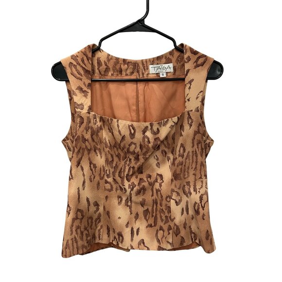 Vintage Taiga Paris Leopard Print Blazer Top Set Womens Size 10 - Picture 5 of 13